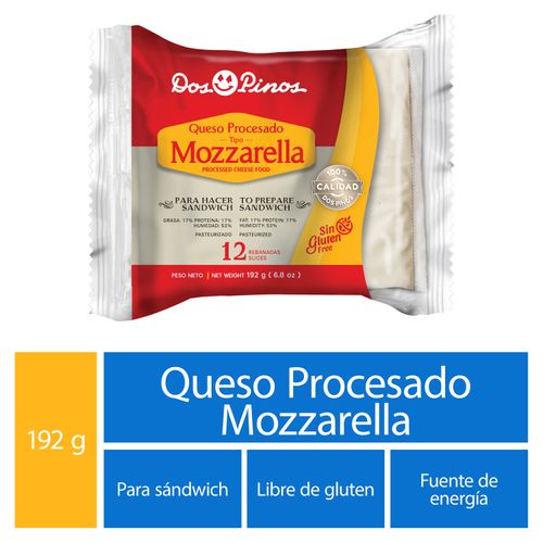 Queso Dos Pinos Procesado Mozzarella 12 unidades - 192 gr