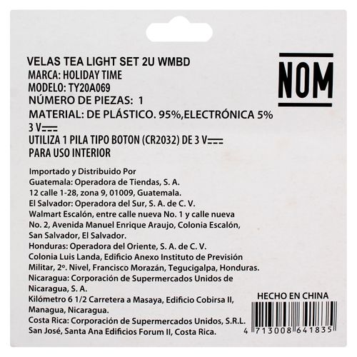 Set 2 Velas Holiday Time Tea Light
