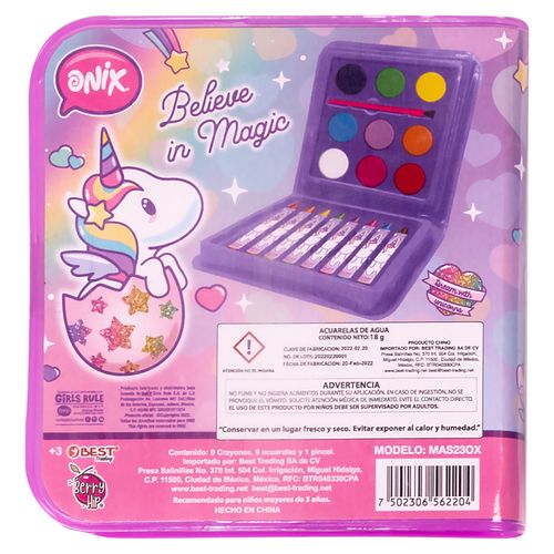 Set  Mini Art Onix con acuarelas y crayones para hacer dibujos divertidos