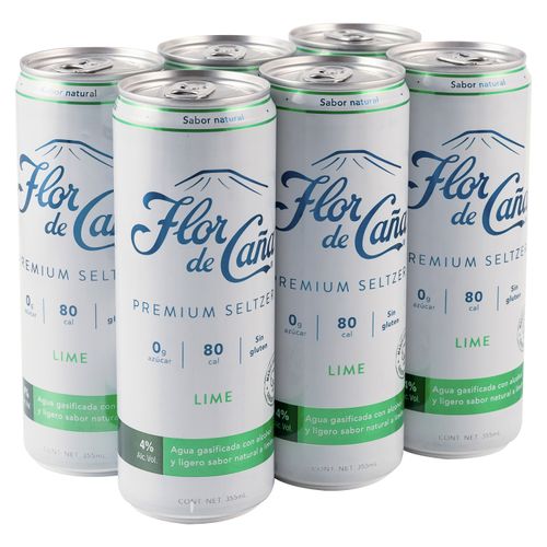 6 Pack Brandy Flor de Caña Premium Seltzer Lime - 355ml