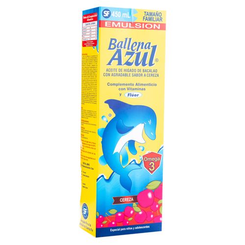 Extracto de Aceite De Higado De Bacalao Laboratorio Santa Fe Emulsíon Ballena Azul Cereza - 450ml