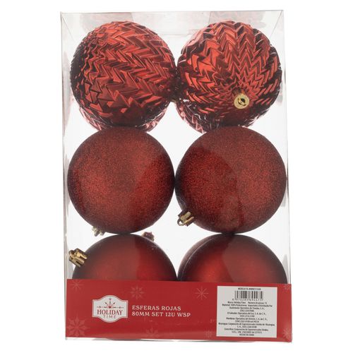 Adorno Esferas Rojas Para Arbol Set 12 Uds 80 Mm Modelo Tg-Wmw21334A