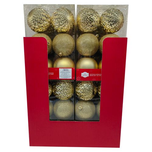 Adorno Esferas Doradas Para Arbol Set 12 Uds 80 Mm Modelo  Tg-Wmw21334B