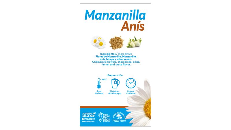 Manzanilla con Anis 20 Bolsitas Infusion de El Natural — La
