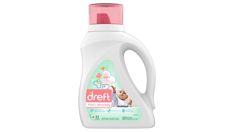  Dreft Etapa 2: Detergente líquido activo para ropa para bebés,  89 cargas, 128 onzas líquidas, ayuda a eliminar el 99% de las manchas de  alimentos para bebés : Salud y Hogar