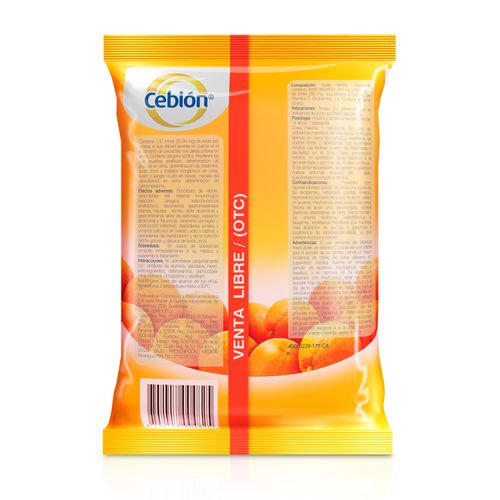 Tabletas masticables Cebión de Vitamina C sabor a Naranja por 12 unidades