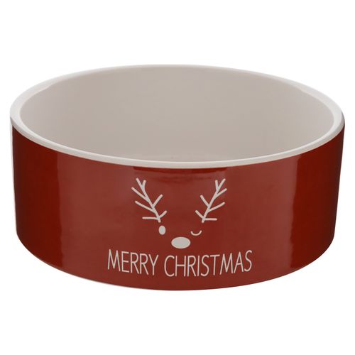 Plato Para Perro Olroy De Navidad Ceramica Venado