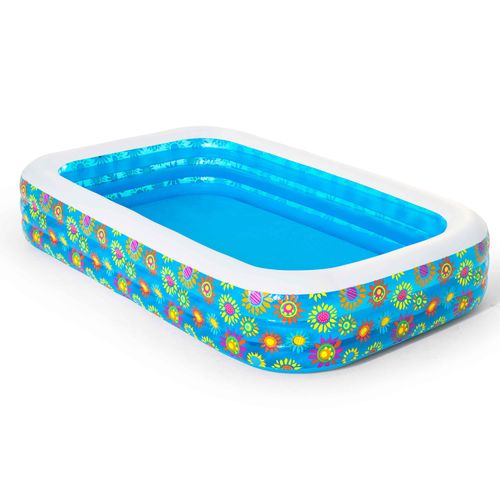 Piscina para Niños Inflable Marca Bestway Medidas de 3.05m x 1.83m x 56cm Diseño con flores Modelo: 54121 Capacidad para 307 galones