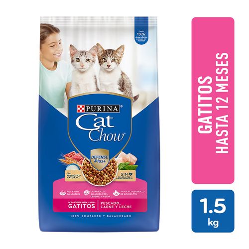 Alimento Gatito Purina Cat Chow Pescado, Carne y Leche -1.5kg