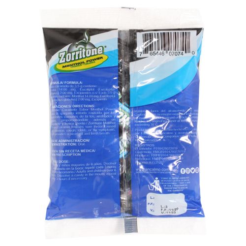 Zorritone Ancalmo Menthol Power Bolsa 15Und  -Precio indicado por Unidad-