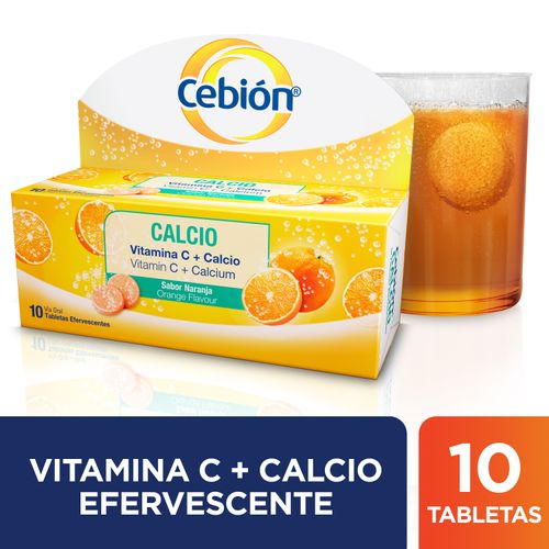 Tabletas Efervescentes de Vitamina C + Calcio Cebión  con 10 unidades