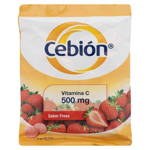 Vitamina Cebion Sabor A Fresa Masticable Sobre- 12 Tabletas