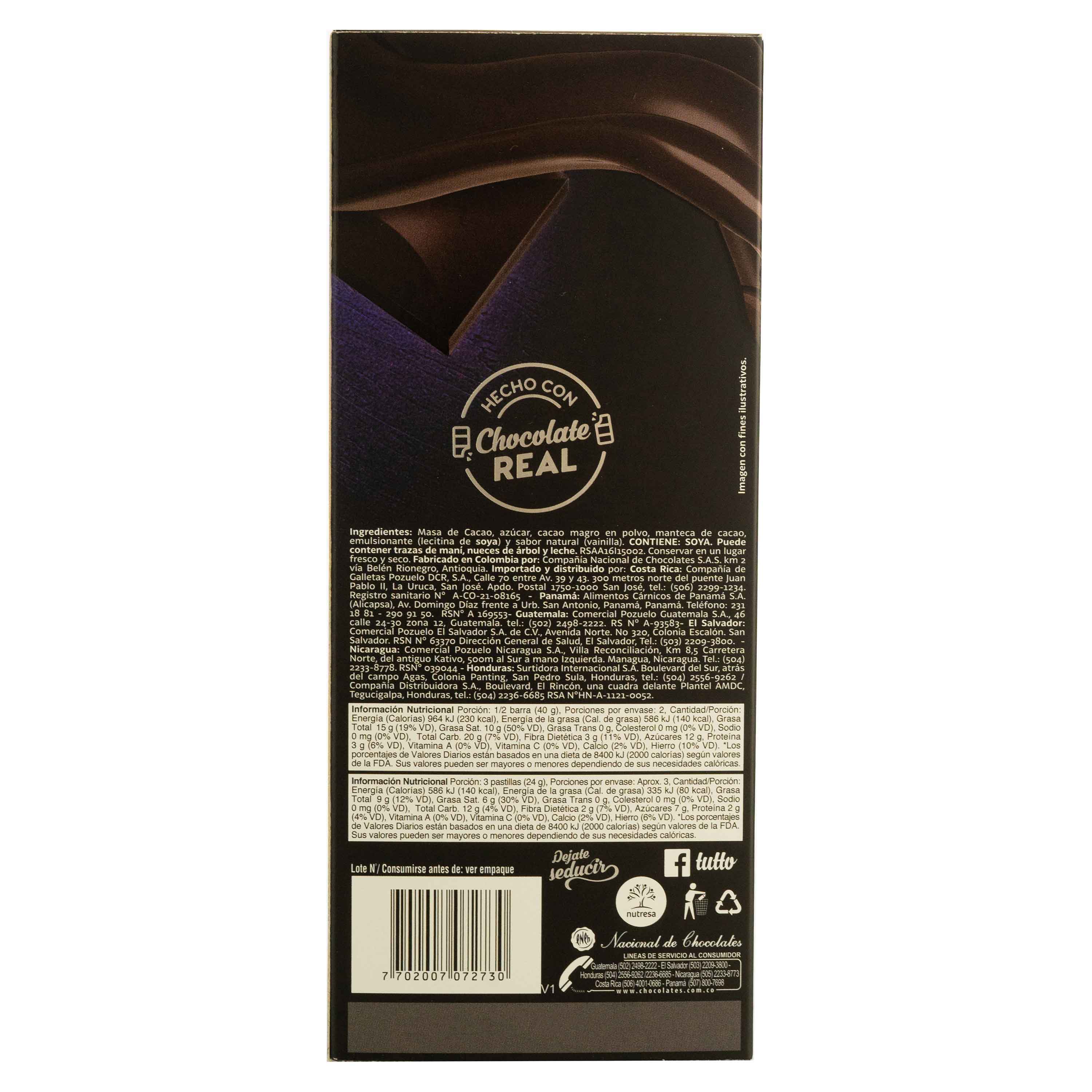 Comprar Chocolate Tutto Sin Azúcar - 80gr
