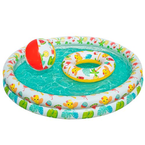 Piscina Play Day con aro y pelota inflable - 1.22 m x 20 cm