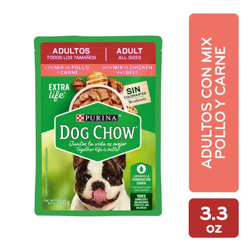 Alimento Húmedo Perro Adultos Todos Los Tamaños Purina Dog Chow Pollo y Carne -100g