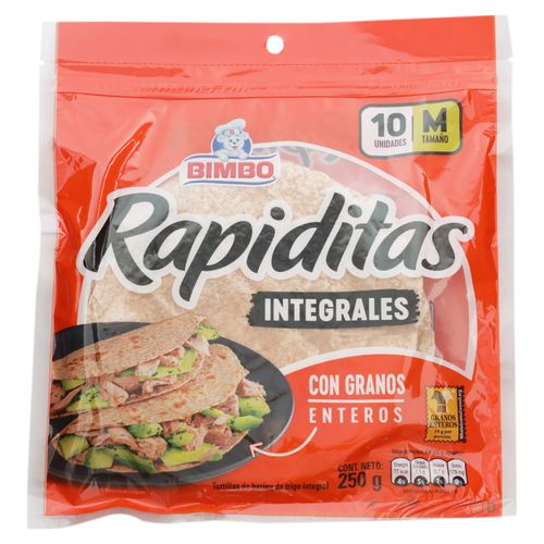 Tortilla de trigo Bimbo medianas integral, 10 uds - 250 g