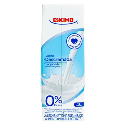 Leche Eskimo Ultrapasteurizada Descremada 0% Grasa-1Lt