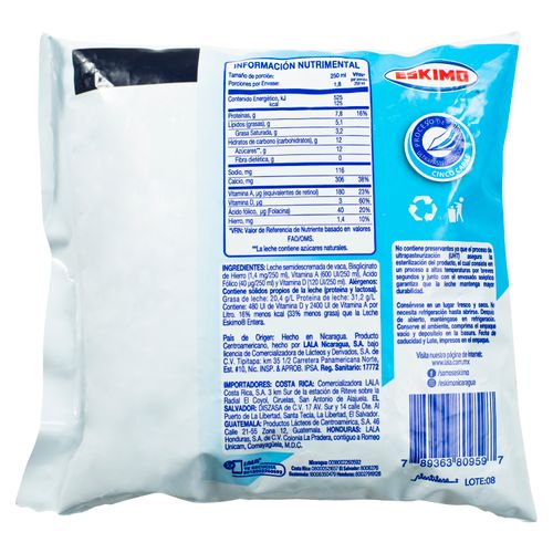 Leche Eskimo Semidescremada 2% Grasa Bolsa - 450Ml