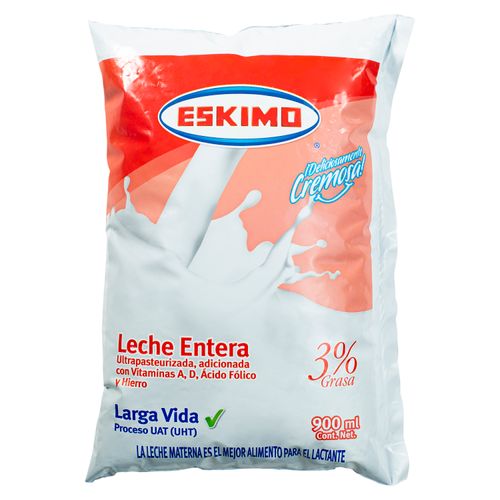 Leche Eskimo Ultrapasteurizada Entera Larga Vida 3% Grasa - 900ml