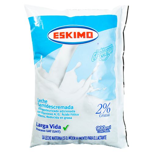 Leche Eskimo Semidescremada 2% Grasa - 900Ml