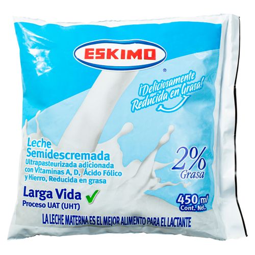 Leche Eskimo Semidescremada 2% Grasa Bolsa - 450Ml