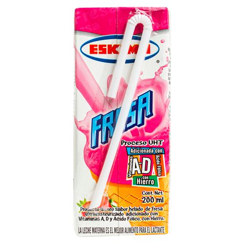 Leche Helado Eskimo Ultrapasteurizado Sabor A Fresa - 200ml