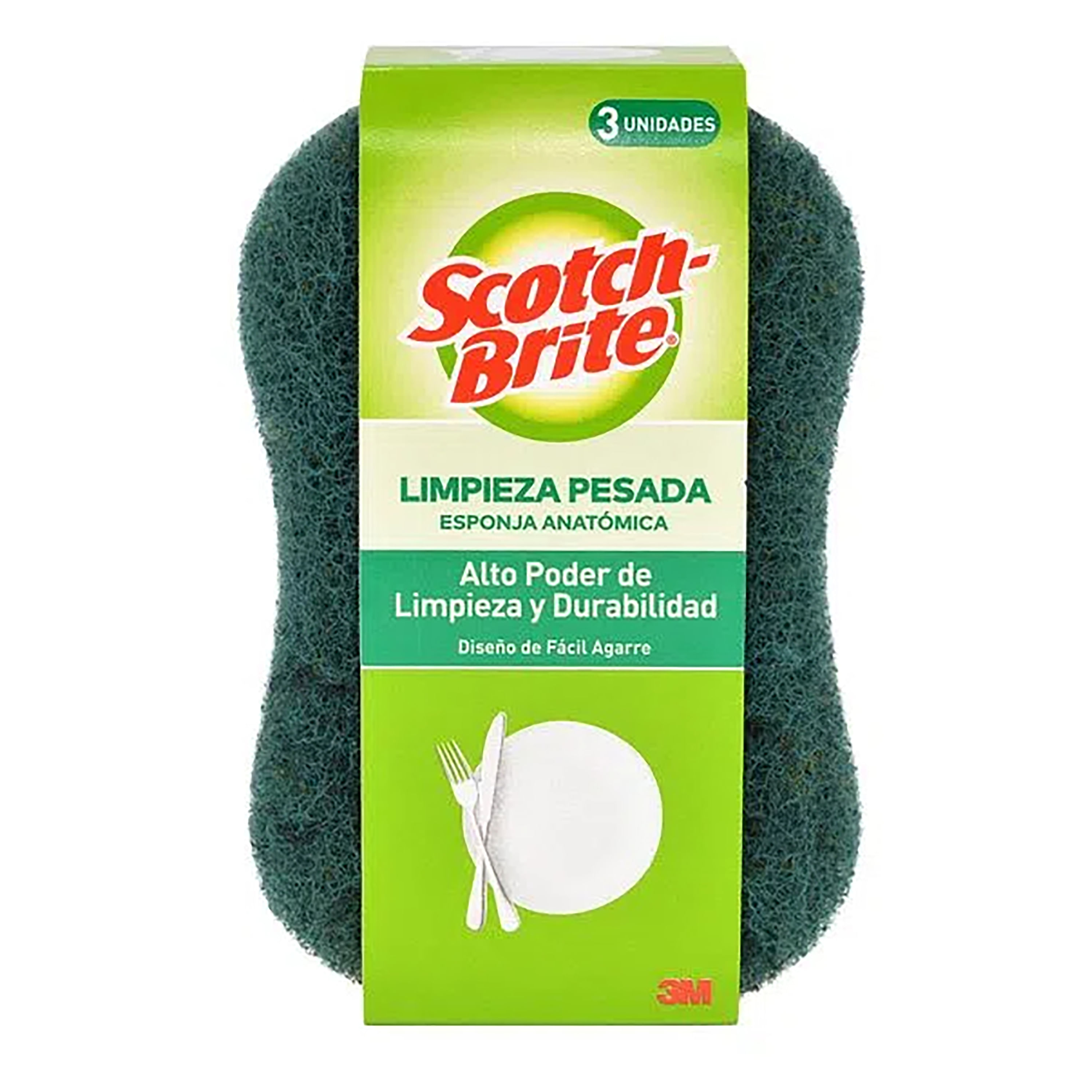 Esponja de Limpieza Pesada Scotch-Brite® 96, Verde, 15 cm x 10 cm, 3  Unidades, 48 por Caja