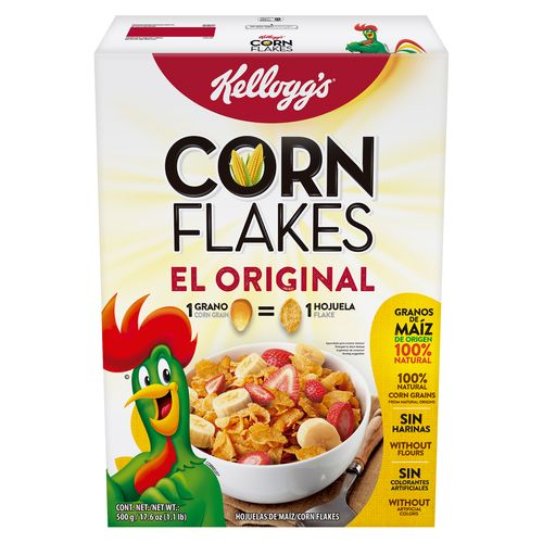 Cereal Kellogg's® Corn Flakes Sabor Original - Hojuelas de Granos de Maíz de Origen Natural - 1 Caja de 500g