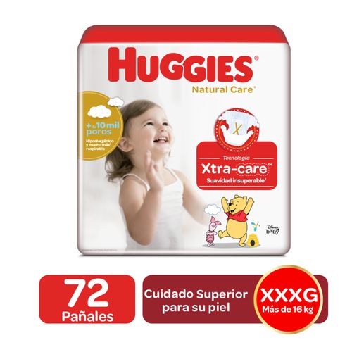 Pañales Marca Huggies Natural Care Etapa 6/XXXG Hipoalergénico , Más De 16kg - 70Uds