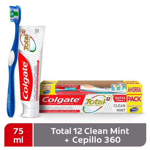 Pack Colgate Cepillo Dental 360° + Pasta Dental Total Clean Mint 75 ml