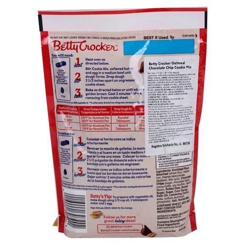 Galleta Betty Crocker oatmeal chocochip -496 g