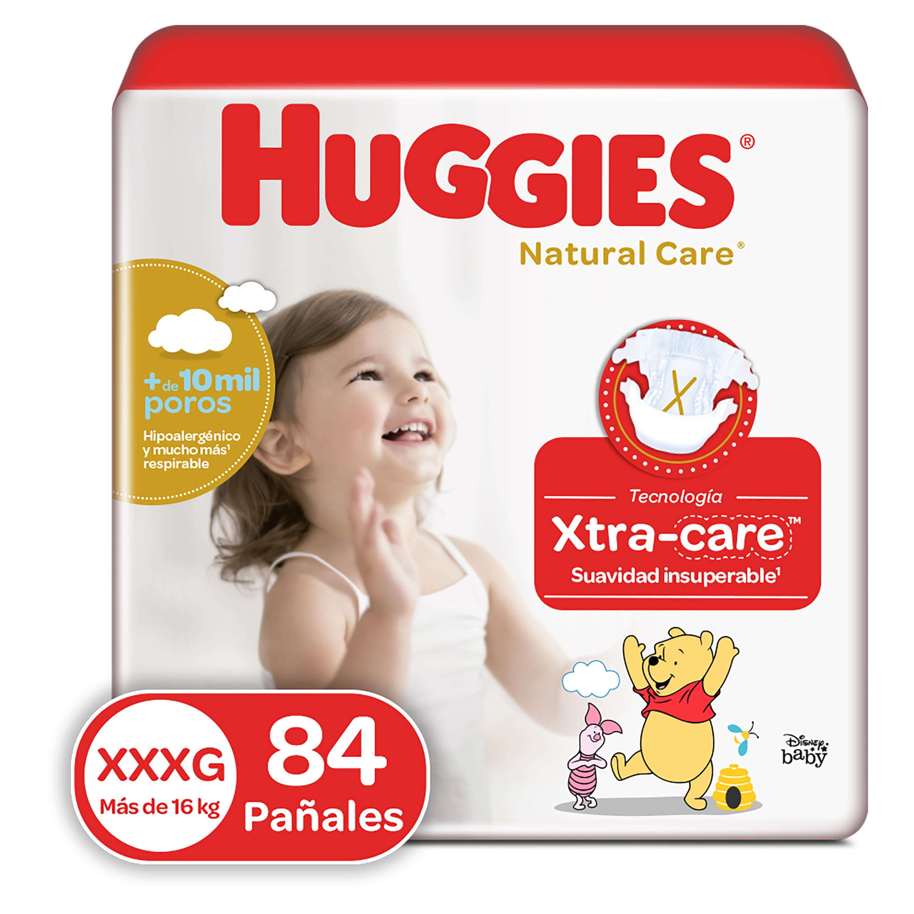 Comprar Pañales Huggies Natural Care Etapa 6/XXXG Hipoalergénico, Más De  16kg - 84Uds