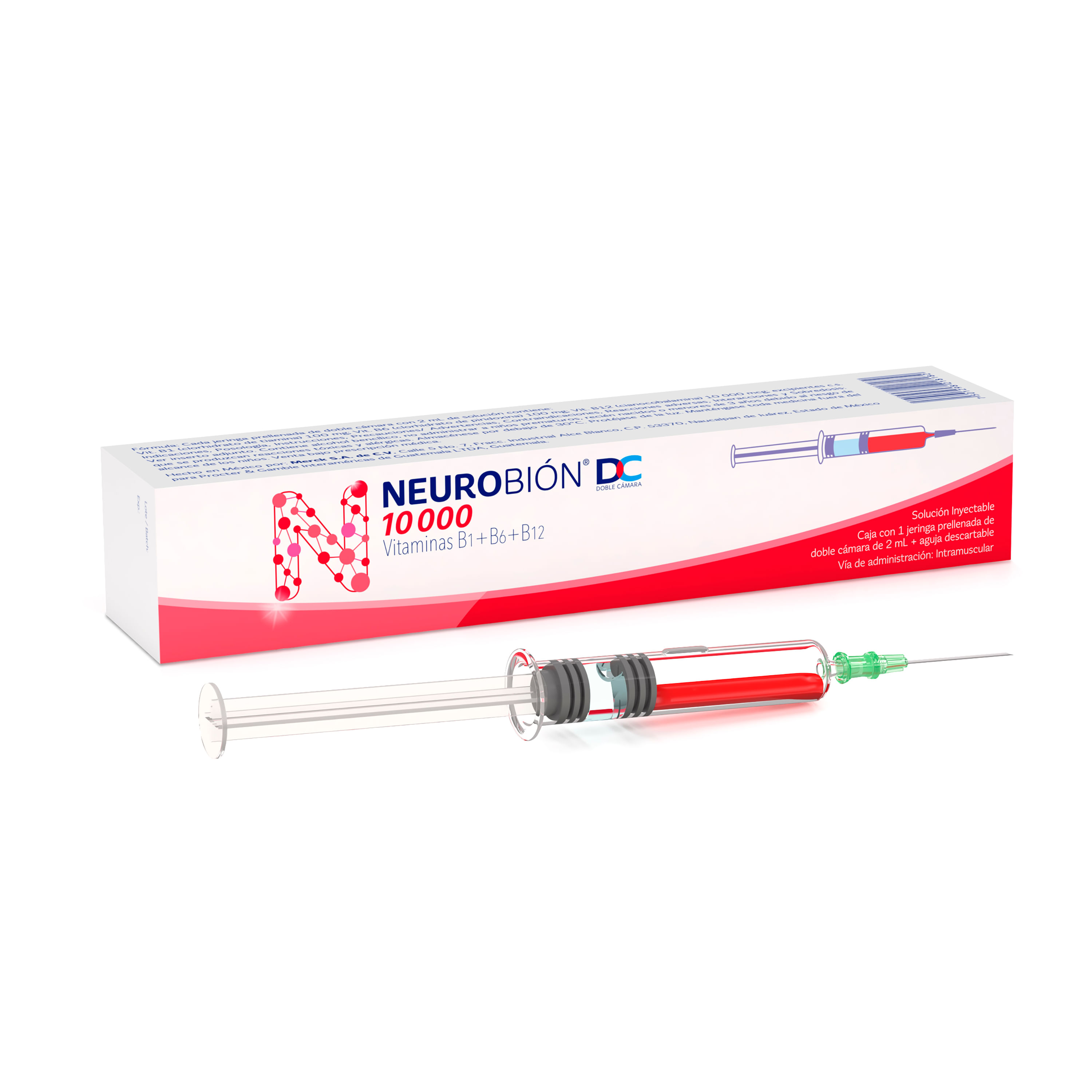 Jeringa Prellenada Neurobión DC 10000 De Doble Cámara De 2 Ml + Agua ...