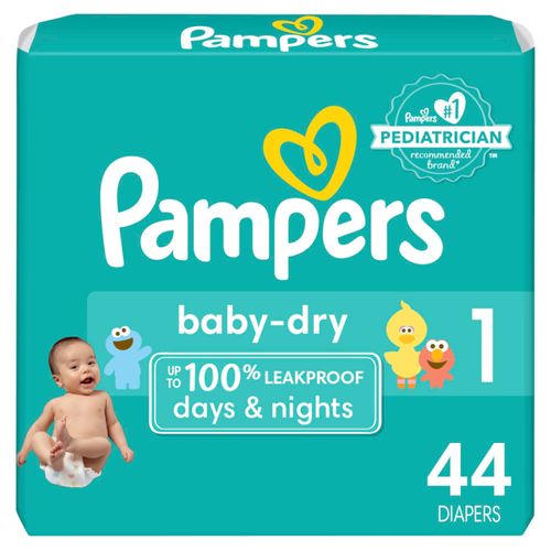Pañales Pampers Baby-Dry Talla 1, 4-6kg - 44Uds