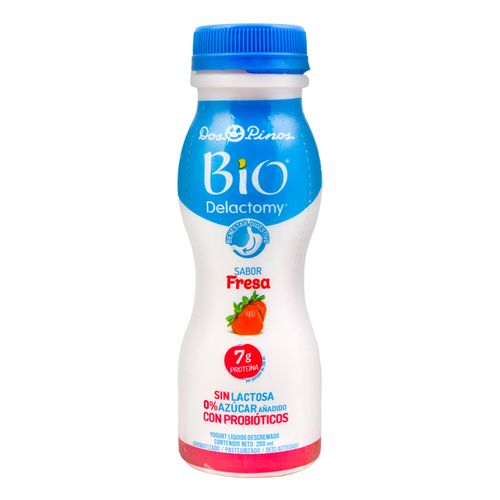 Yogurt Líquido Dos Pinos Bio Delactomy Sabor Fresa, Descremado, Lactosa, %0 Azúcar Añadido Con Probiótico - 200ml