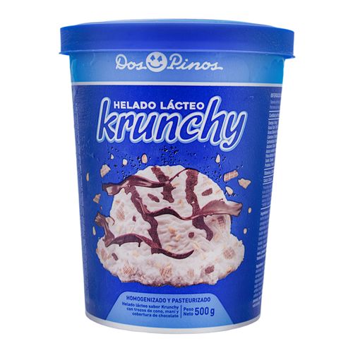 Helado Dos Pinos Krunchy, Con Trozos De Cono, Maní Y Cobertura De Chocolate - 500g