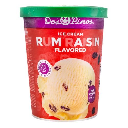 Helado Dos Pinos Sabor Vainilla Ron Con Pasas - 499g