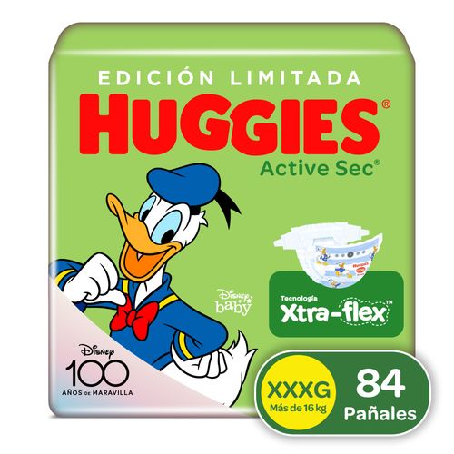 Pañales Marca Huggies Active Sec Etapa 6/XXXG Xtra-Flex, Más De 16kg, Edición Limitada Disney - 84Uds