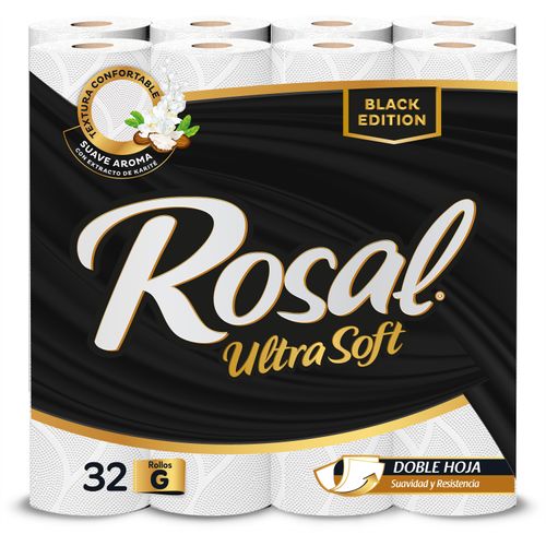 Papel Higiénico Rosal Black Edition, Doble Hoja - 32 Rollos