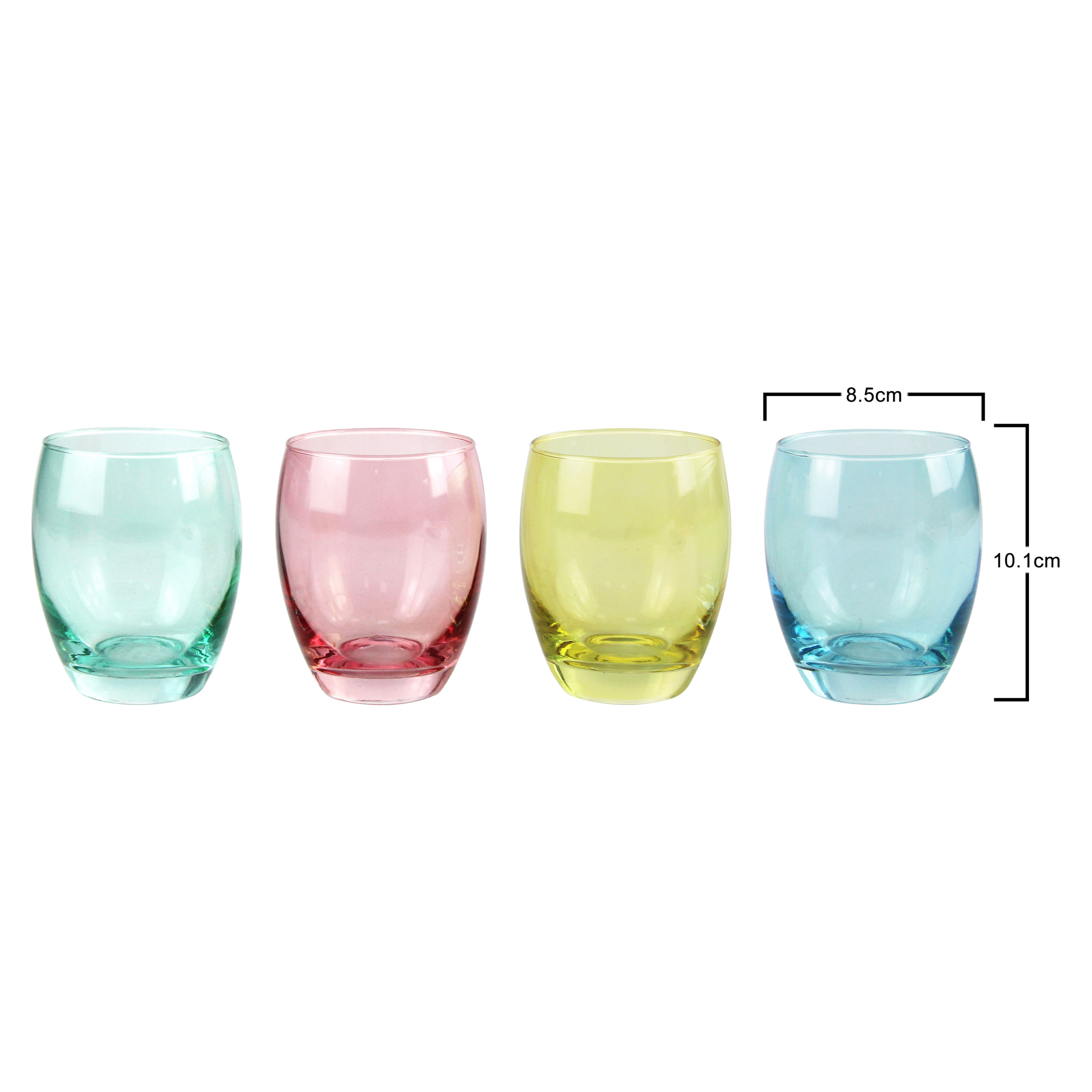 Vasos de vidrio Vibrant Splash para agua y bebidas, de 9.75 onzas,  Multicolor