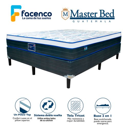 Cama Masterbed Matrimonial, One Pillow, confort Firme y Suave