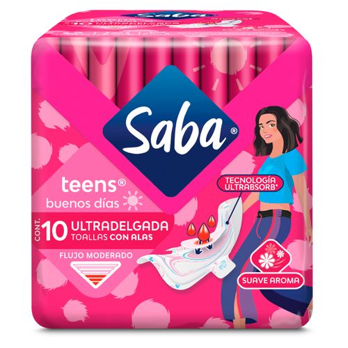 Toalla Sanitaria Saba Teens Delgada - 10 Unidades