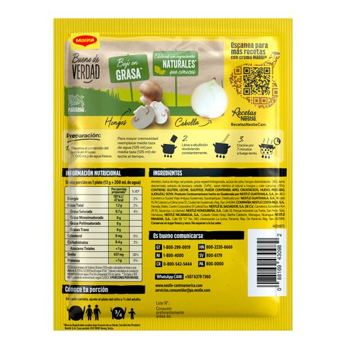 Crema Maggi De Hongos Sobre - 65g