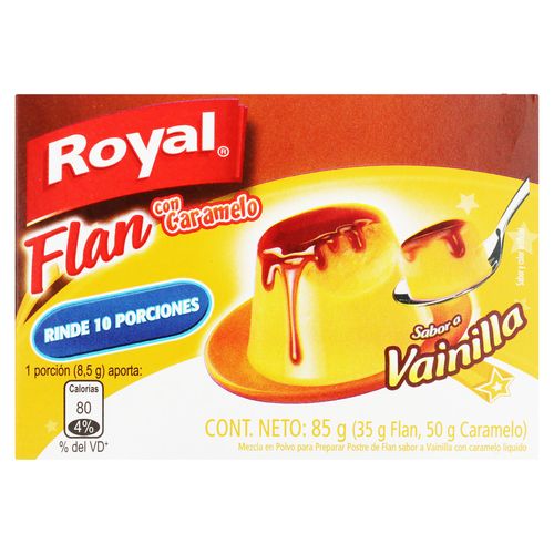 Flan Royal Sabor Vainilla Y Caramelo Líquido- 85g