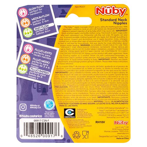 Mamilas Nuby de silicón flujo rápido  6 meses o más -  2 uds