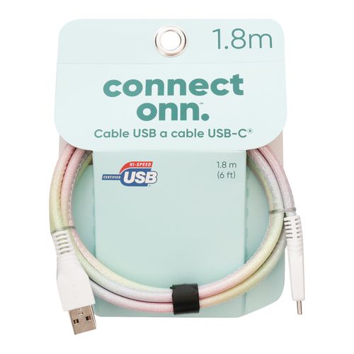 Cable Onn WIBLMC100093821 multicolor USB tipo C con luz de 1.8 m