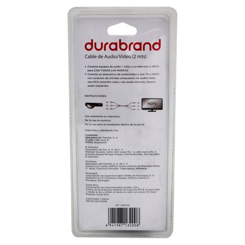 Cable Durabrand cabeza RCA audio y video de 2 m