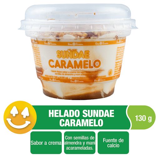 Sundae Dos Pinos Caramelo, Con Semillas De Almendra Y Maní Acarameladas - 130g