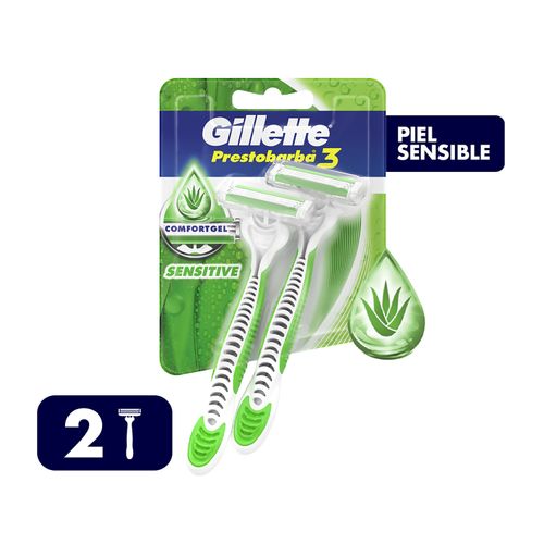 Máquinas Para Afeitar Desechables Gillette Prestobarba3 Sensitive,  2 Unidades