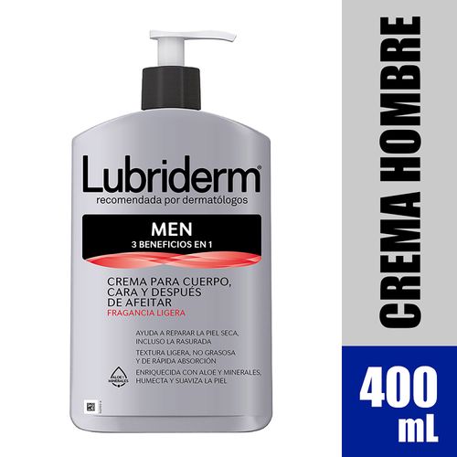 Crema Corporal Marca Lubriderm For Men, Para Cuerpo, Cara Y Después De Afeitar - 400ml